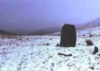 'Maen Mawr' stands beside the Cerrig Duon stone circle in the Brecon Beacons (8 KB)