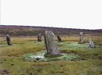 Nine Stones stone circle, near Altarnun, Cornwall. Frame capture from a video filmed in November 1998 (37 KB)