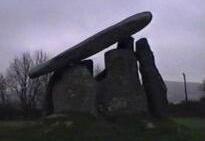 Trethevy Quoit burial chamber, Cornwall. Frame capture from a video filmed in November 1998 (27 KB)